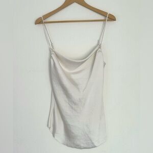 White Satin Cowl Neck Tank Top by Wilfred Size Large